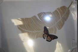 Butterfly And Palm Leaf Graphic Art Rrp £40 (14541)(Appraisals Available Upon Request) (Pictures Are