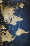 Navy Map Of The World Designer Canvas Rrp £100 (18059)(Appraisals Available Upon Request) (