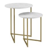 Rrp £80.Boxed V Leg Nesting Side Table In Marble And Gold