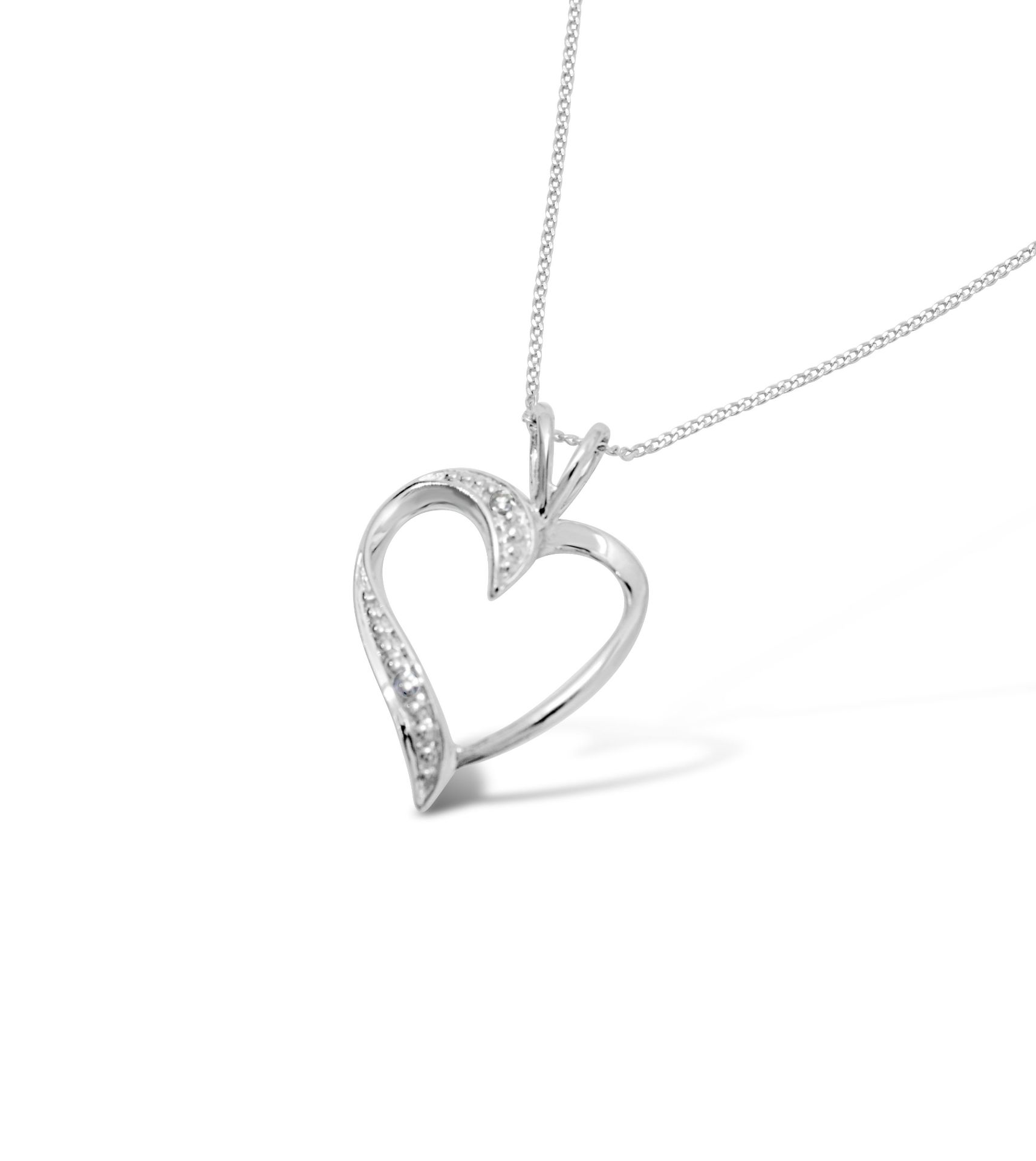 Heart Shaped Diamond Pendant with a White Gold Chain RRP £225 (PD27042)