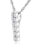 6 Stone Diamond Drop Necklace (0.31ct) Bezel Set in 14K White Gold RRP £1450 (SAP01433W)