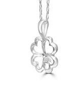 4 Heart Diamond Pendant Key in 9ct White Gold with 16inch chain RRP £250 (SA-1368752)