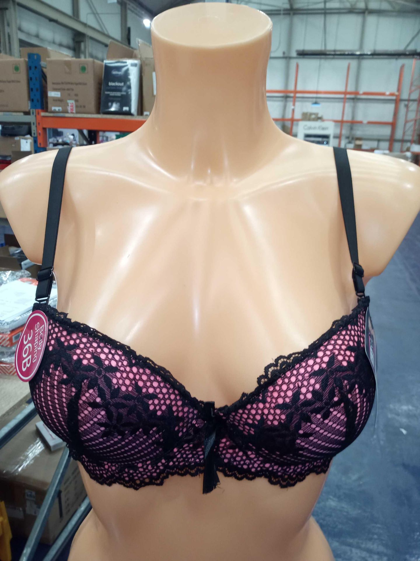 Lots To Contain 3 Brand New 6 And Hannah Black And Pink (6583) Size Of 36B To 46B Ladies Bras