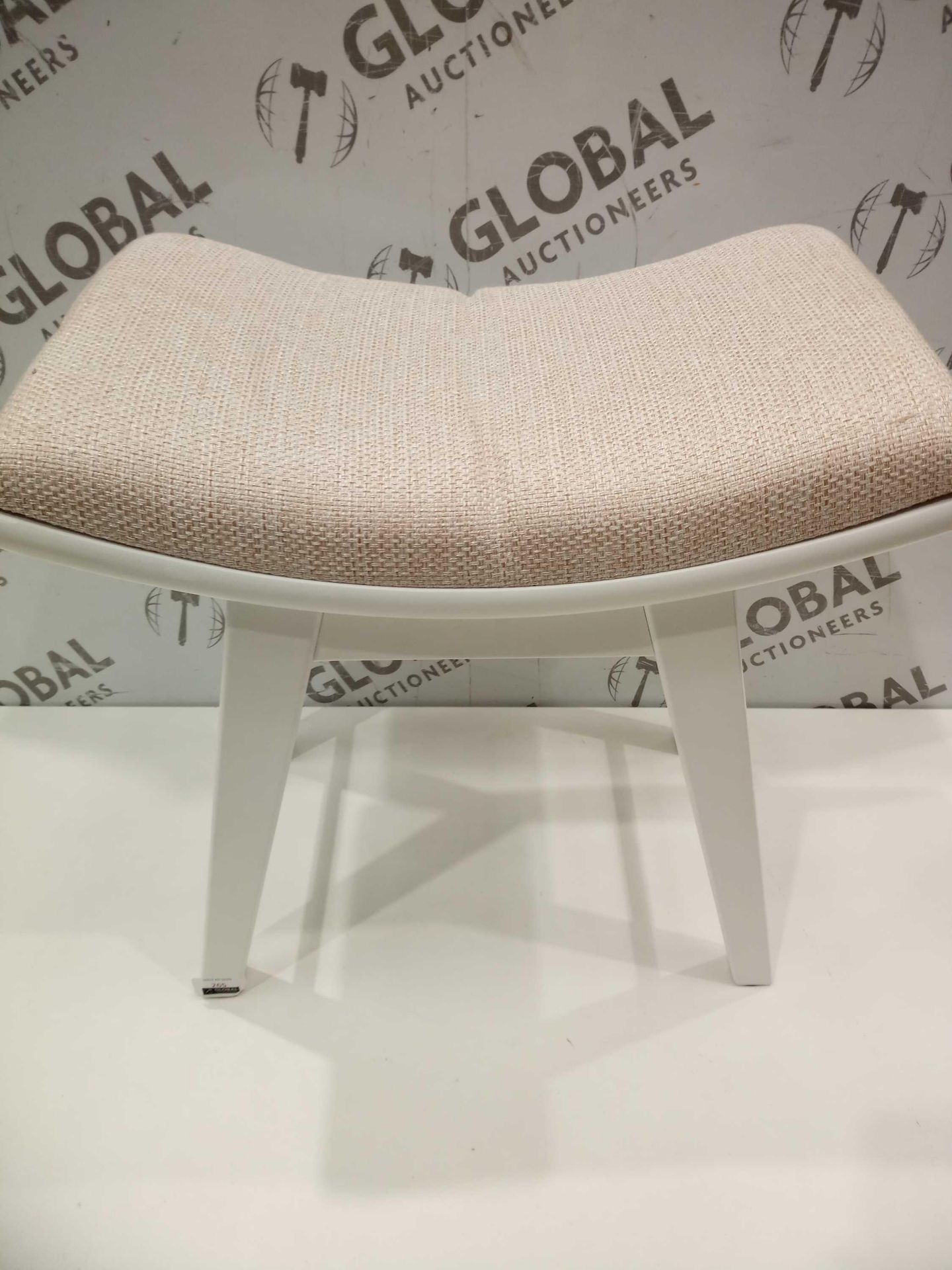 Rrp £90 Unboxed White And Beige Fabric Designer Dressing Table Stool