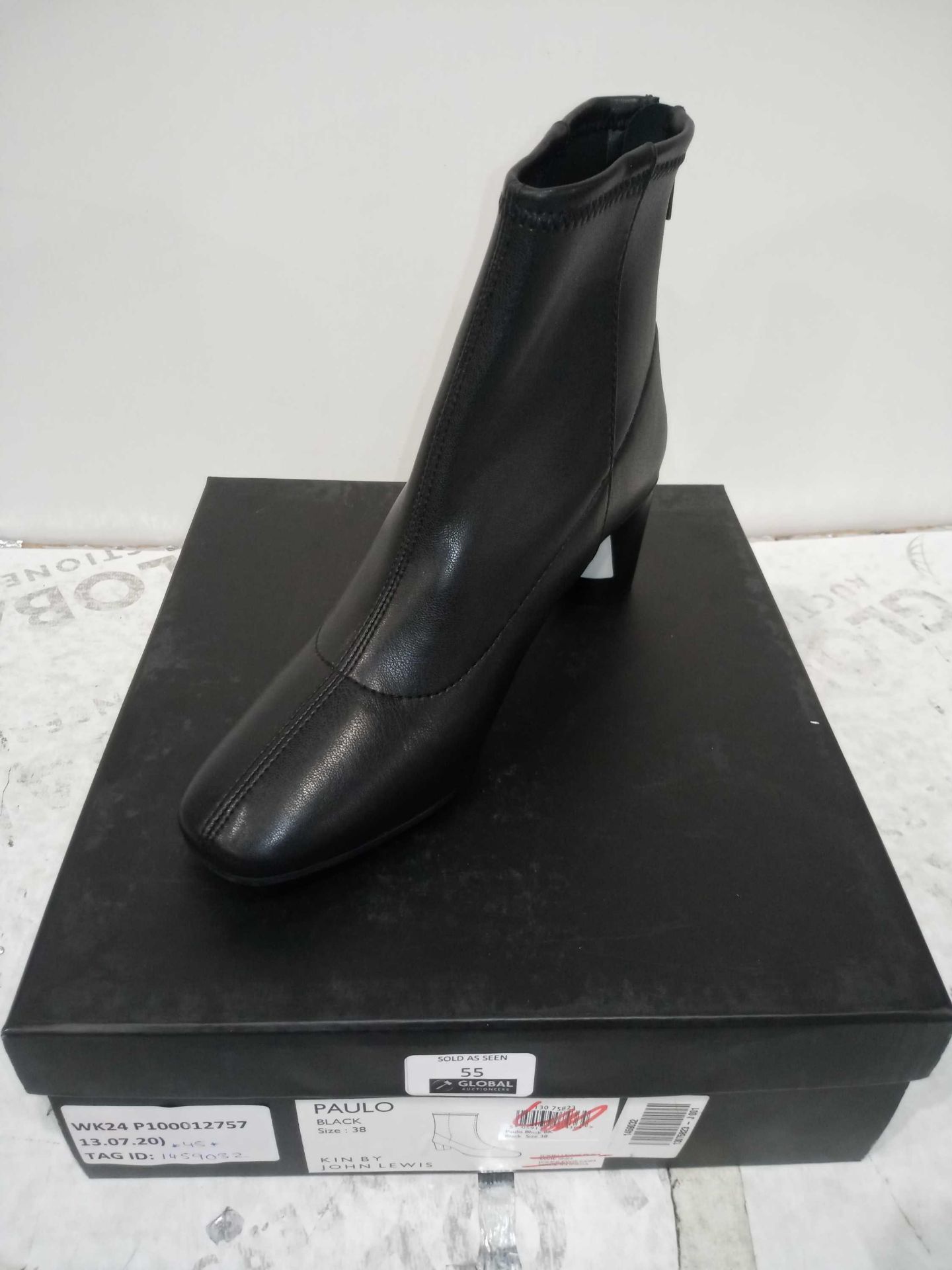 RRP £45 By John Lewis Paulo Black Leather Size Eu 38 Ankle Boots With Heel