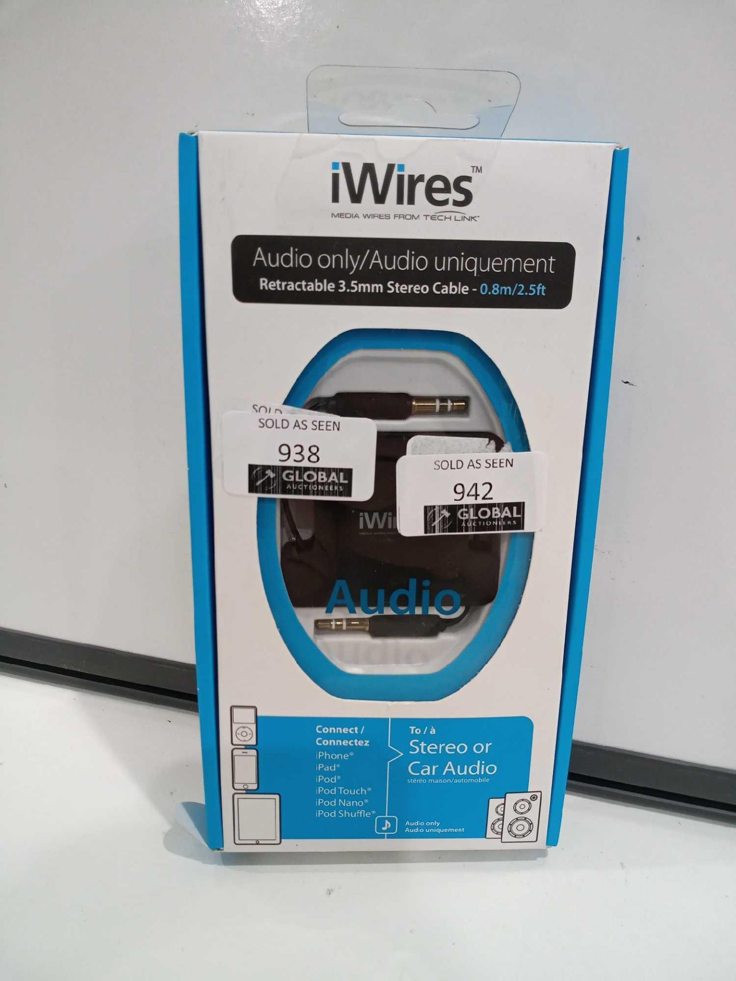 RRP £25 Boxed Brand New Iwires 3.5 Mm Retractable Stereo Cables