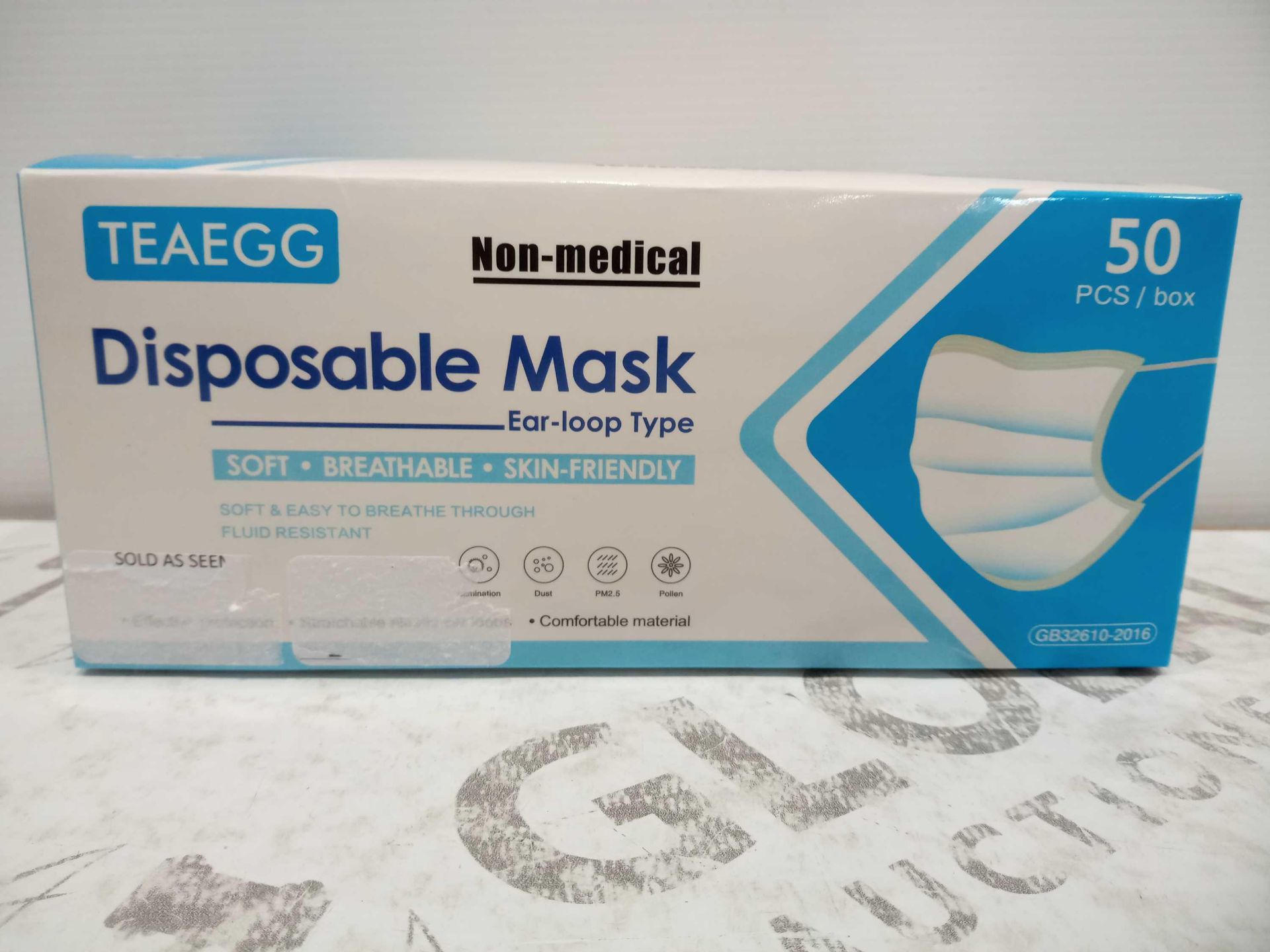 RRP £300 Box Of 50 Brand New Teaegg Non-Medical 3-Ply The Loop Type Soft Breathable And Skin Friendl