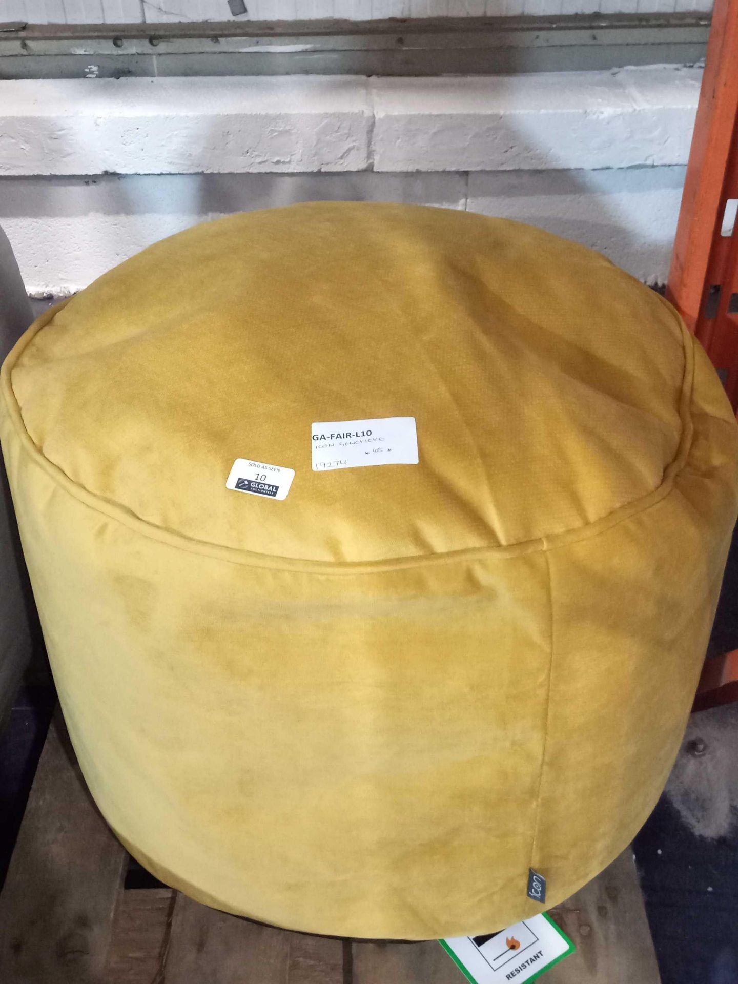 RRP £65 Unbox Icon Genevieve Gold Bean Bag Stool