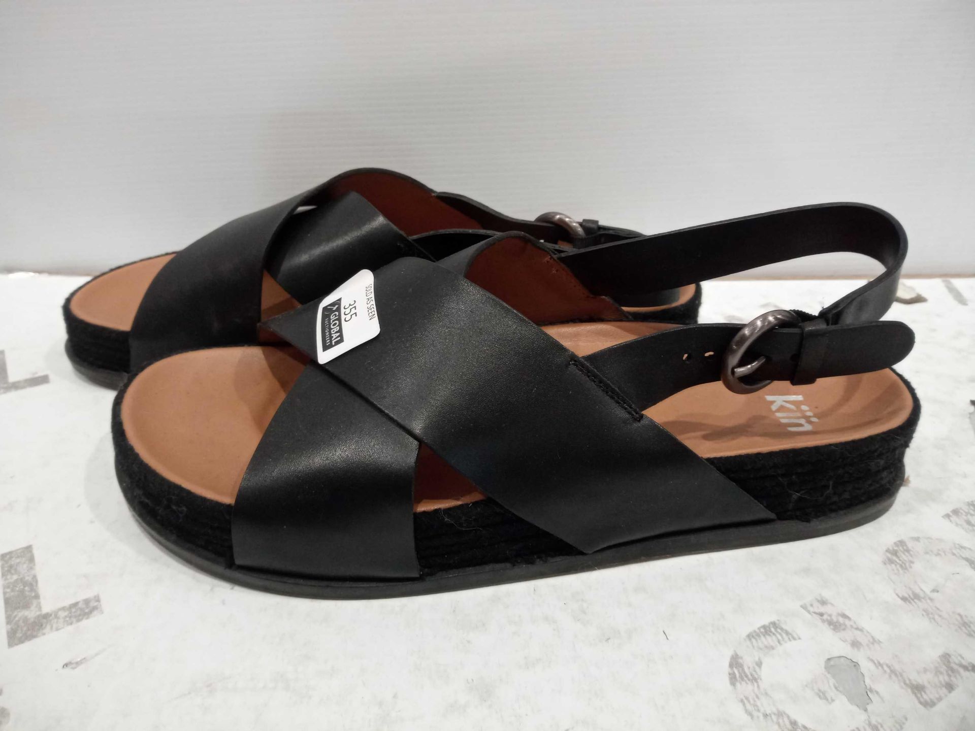 RRP £60 Kin Buy John Lewis Size Eu 41 Black Leather Crossover Open Heel Shoes - Image 2 of 2