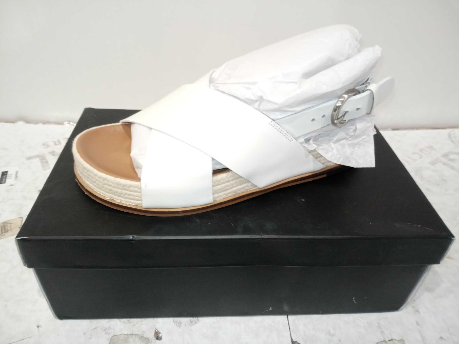 RRP £60 John Lewis And Partners Kin Lillian Size Eu 38 Natural Leather Open Back Wedge Shoes