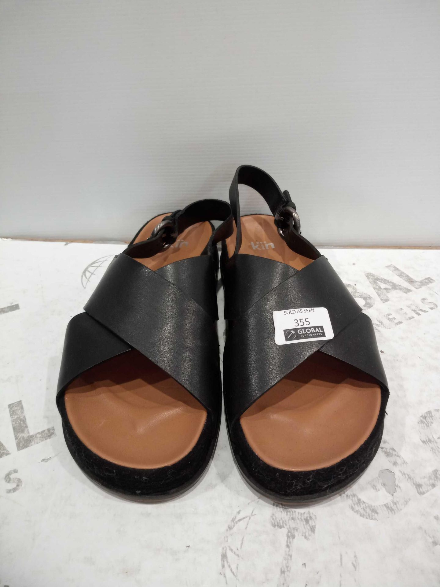 RRP £60 Kin Buy John Lewis Size Eu 41 Black Leather Crossover Open Heel Shoes