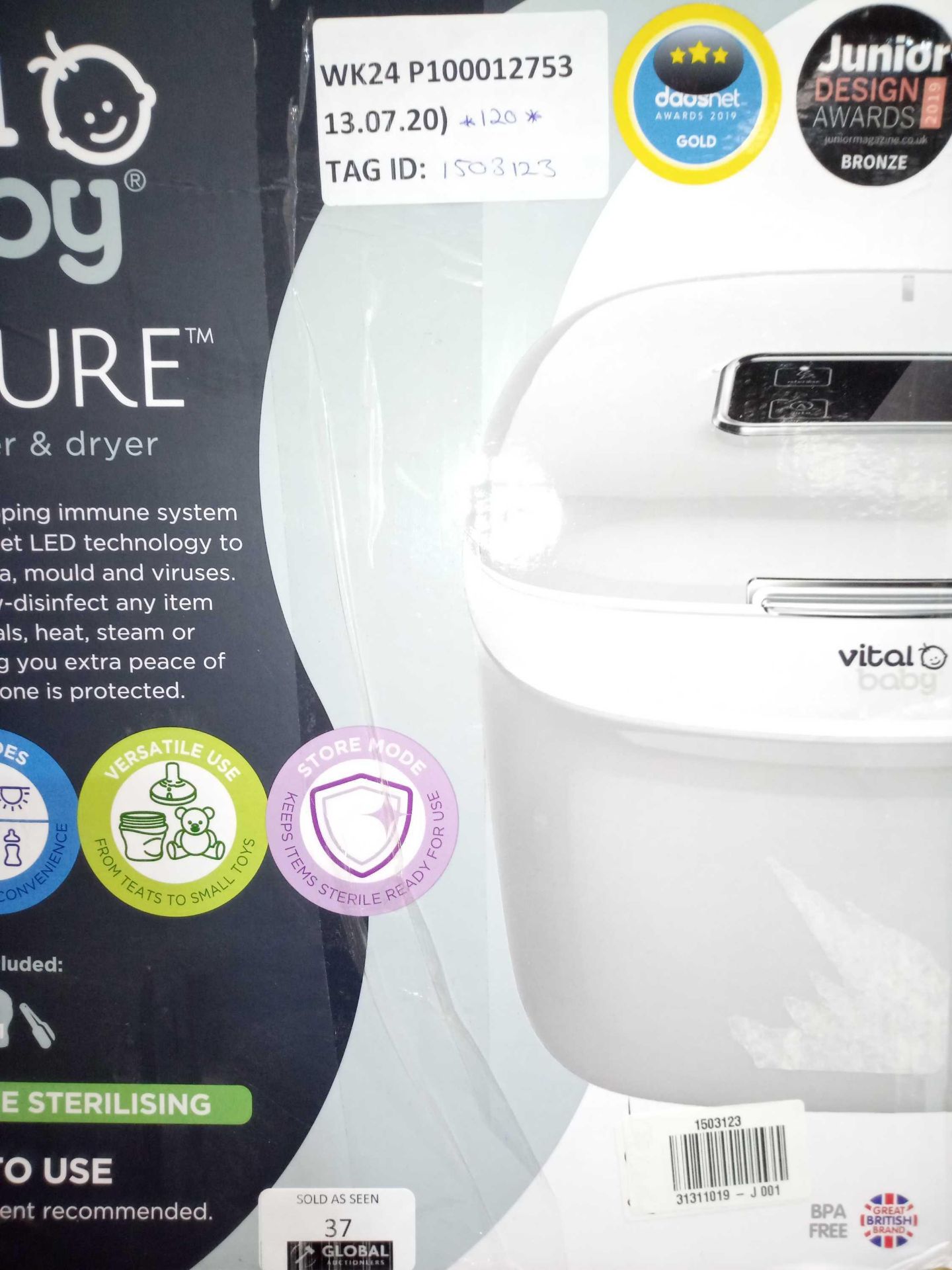 RRP £120 Vital Baby Nurture Pro Uv Steriliser And Bottle Dryer