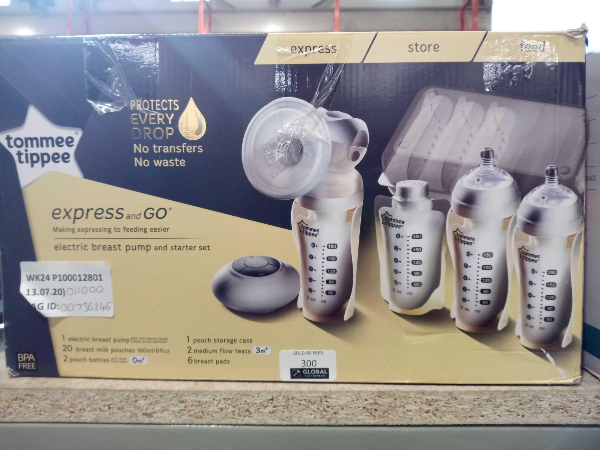 RRP £110 Boxed Tommee Tippee Express And Go Electric Breast Pump And Starter Set.