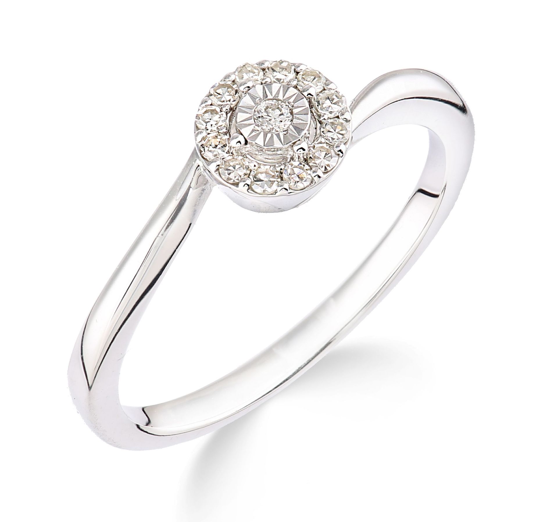 RRP £550 White Gold Diamond Ring with subtle twist Size O (UR4362B)