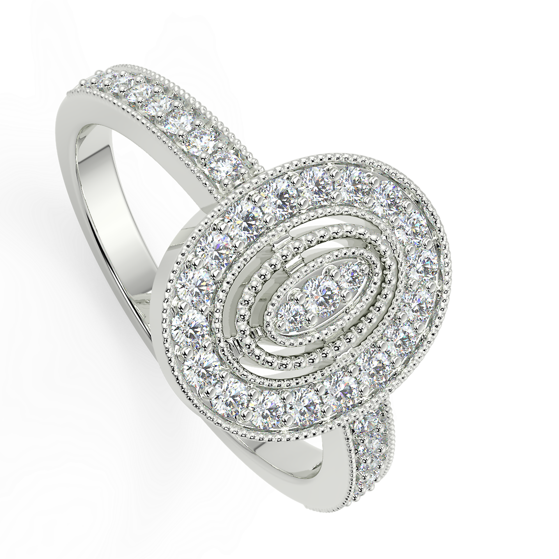 RRP £725 9CT WHITE GOLD DIAMOND RING WITH OVAL CLUSTER Size L (URDUJ459) - Image 3 of 6