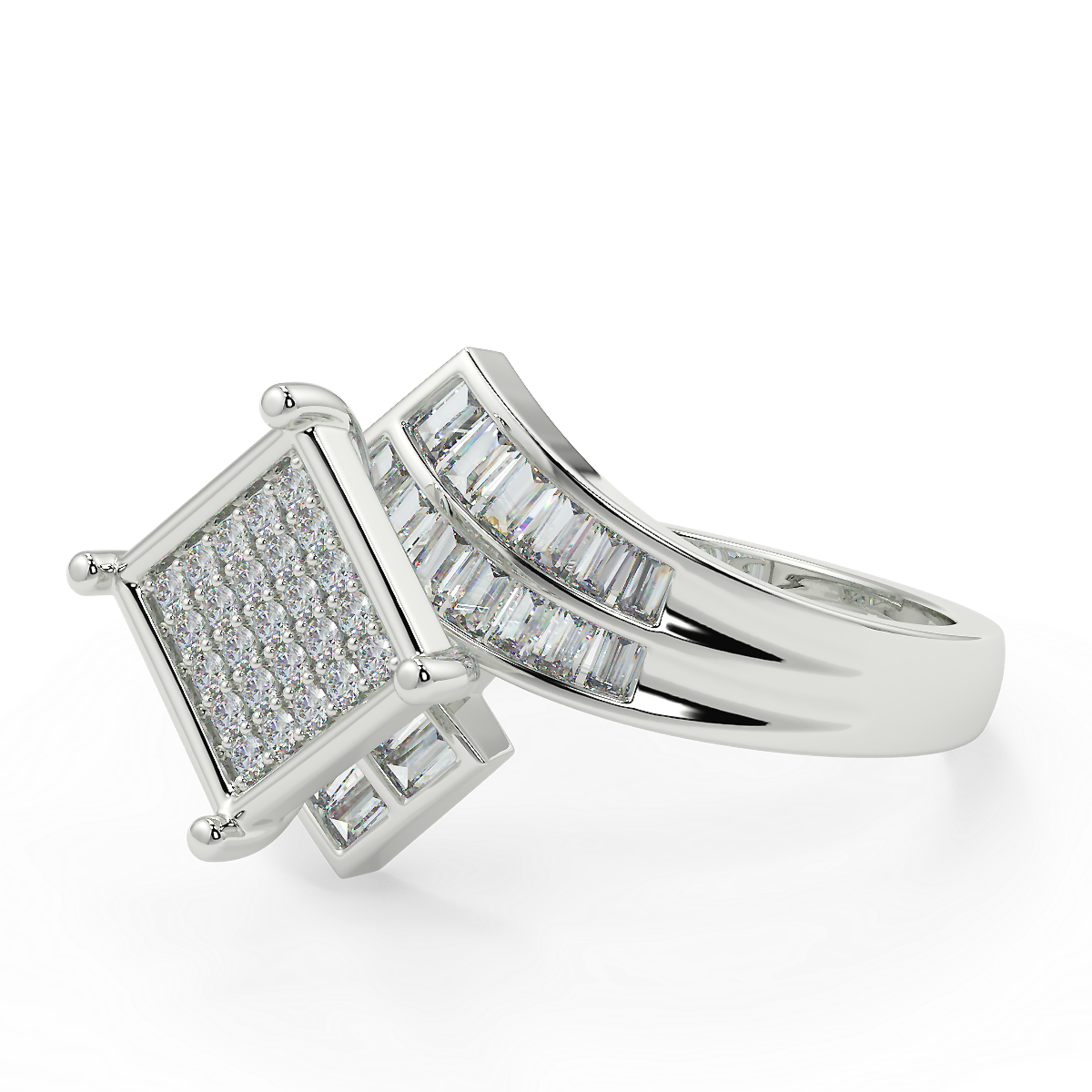 RRP £1000 9CT WHITE GOLD CINDERALLA DIAMOND RING WITH PRINCESS CUT SHAPE CENTRE Size L (UR0045) - Image 4 of 4