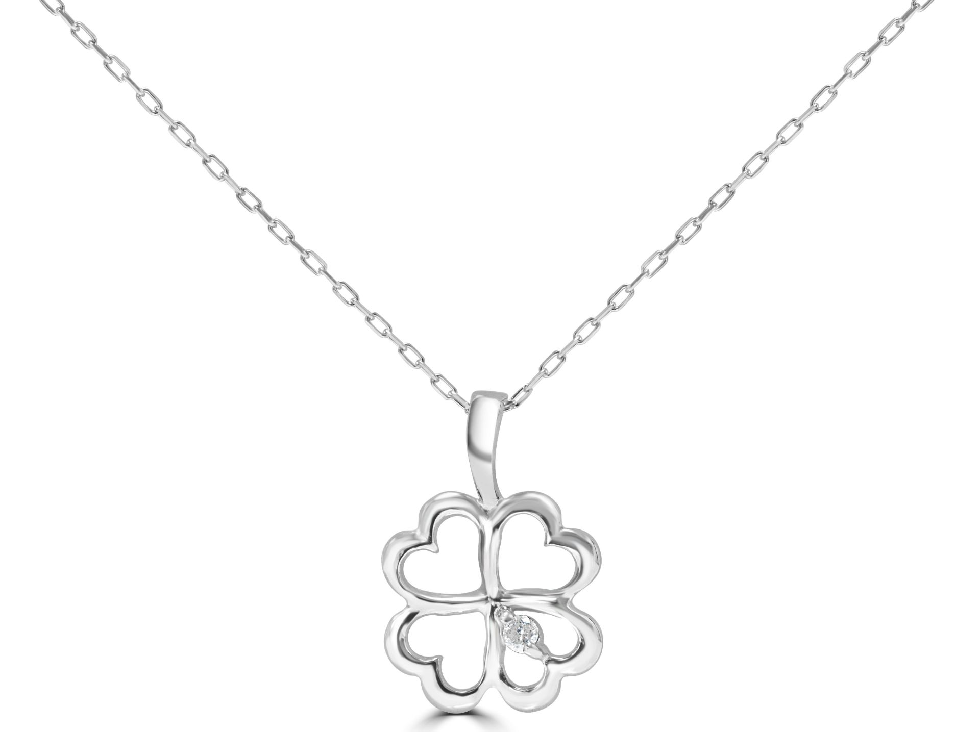 4 Heart Diamond Pendant Key in 9ct White Gold with 16inch chain (SA-1368752) - Image 3 of 3