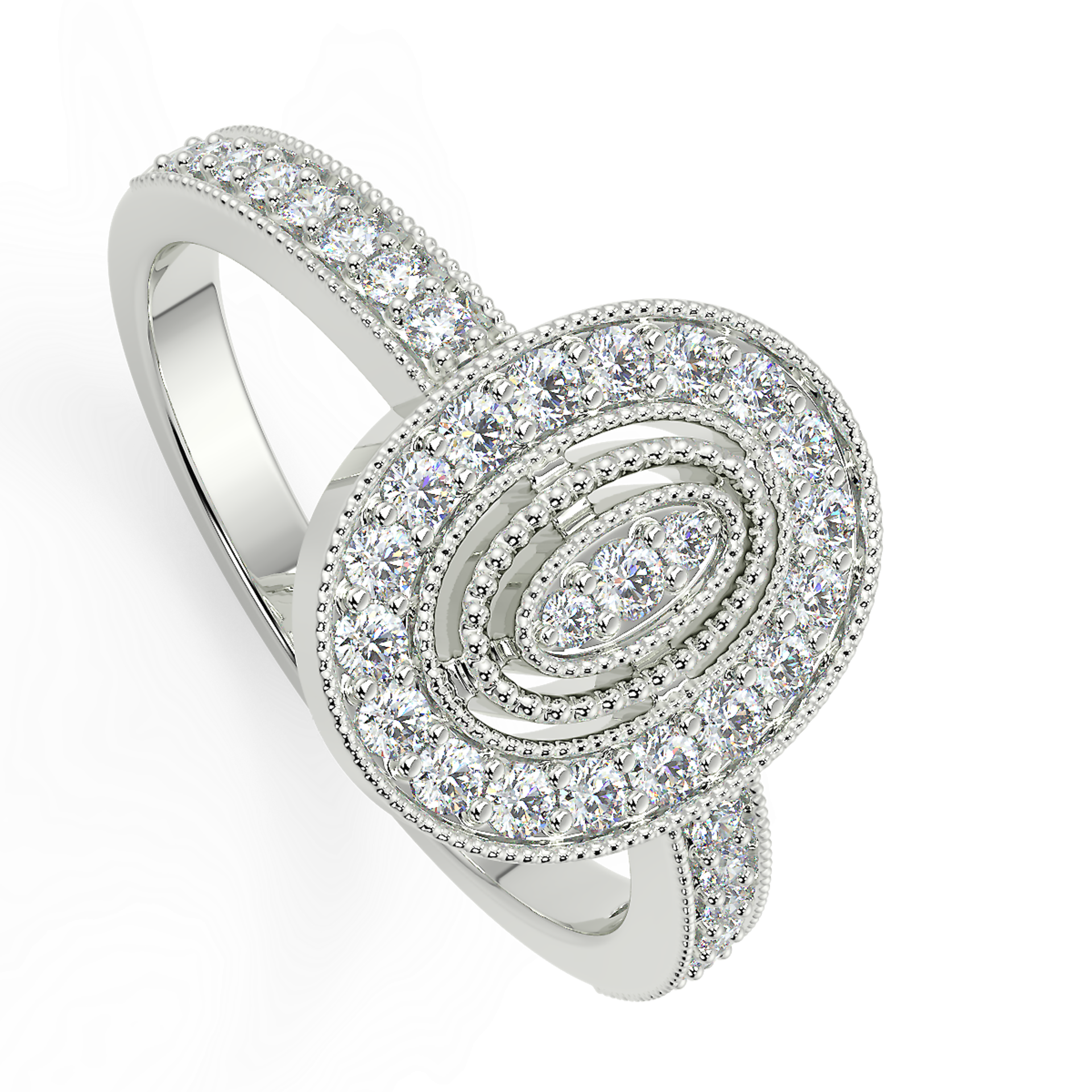 RRP £725 9CT WHITE GOLD DIAMOND RING WITH OVAL CLUSTER Size L (URDUJ459) - Image 4 of 6