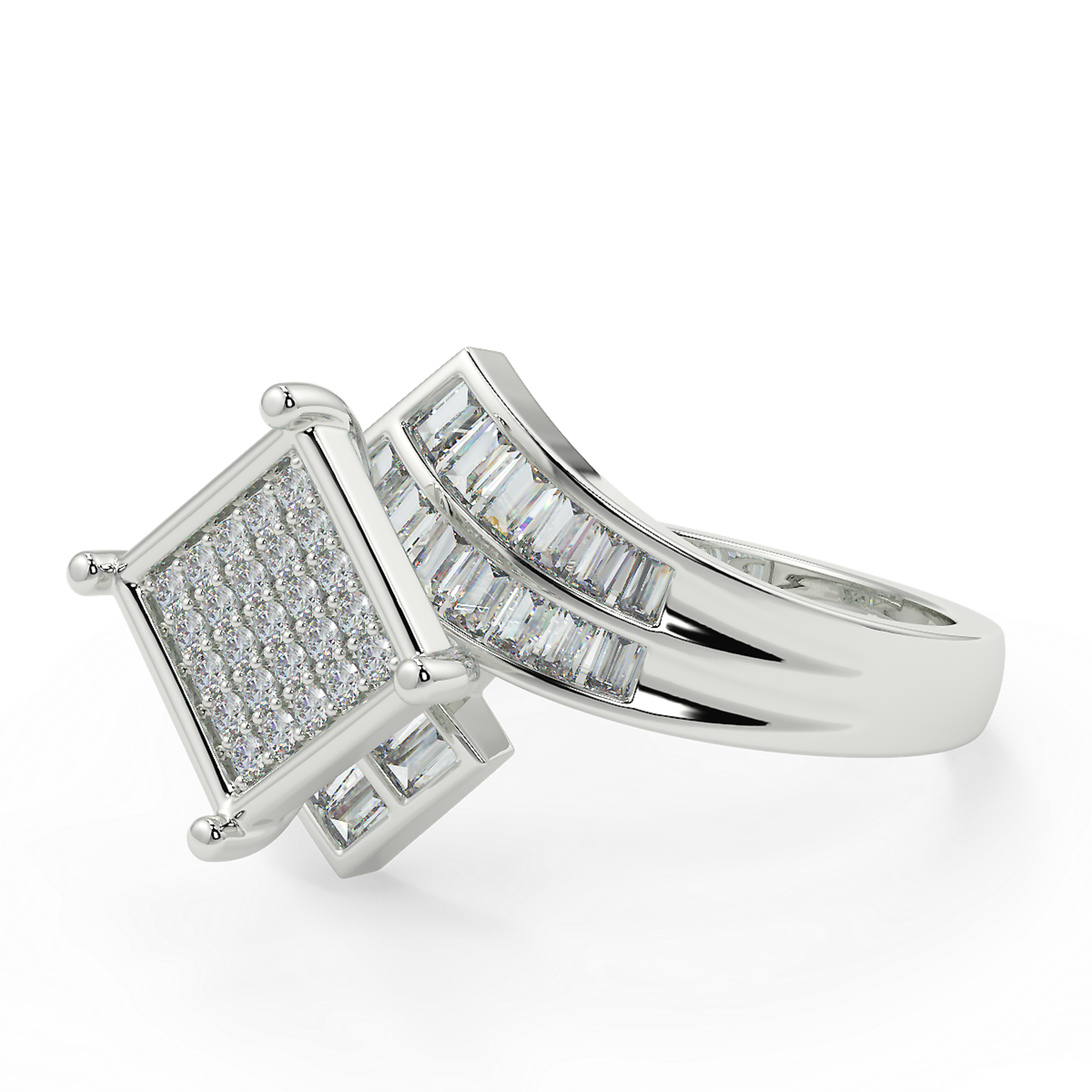RRP £1000 9CT WHITE GOLD CINDERALLA DIAMOND RING WITH PRINCESS CUT SHAPE CENTRE Size N (UR0045) - Image 4 of 4