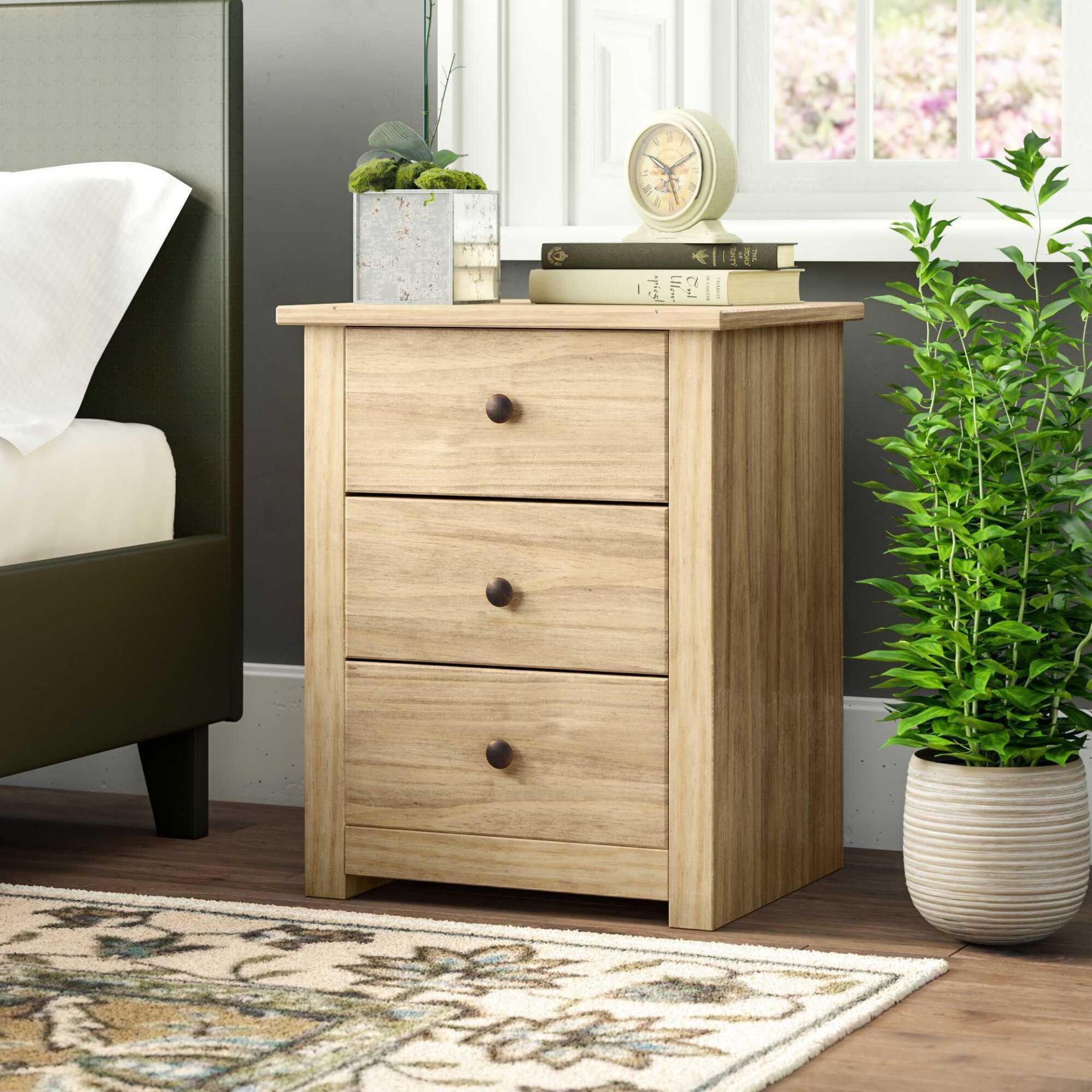 RRP £55 3 Drawer Bedside Table