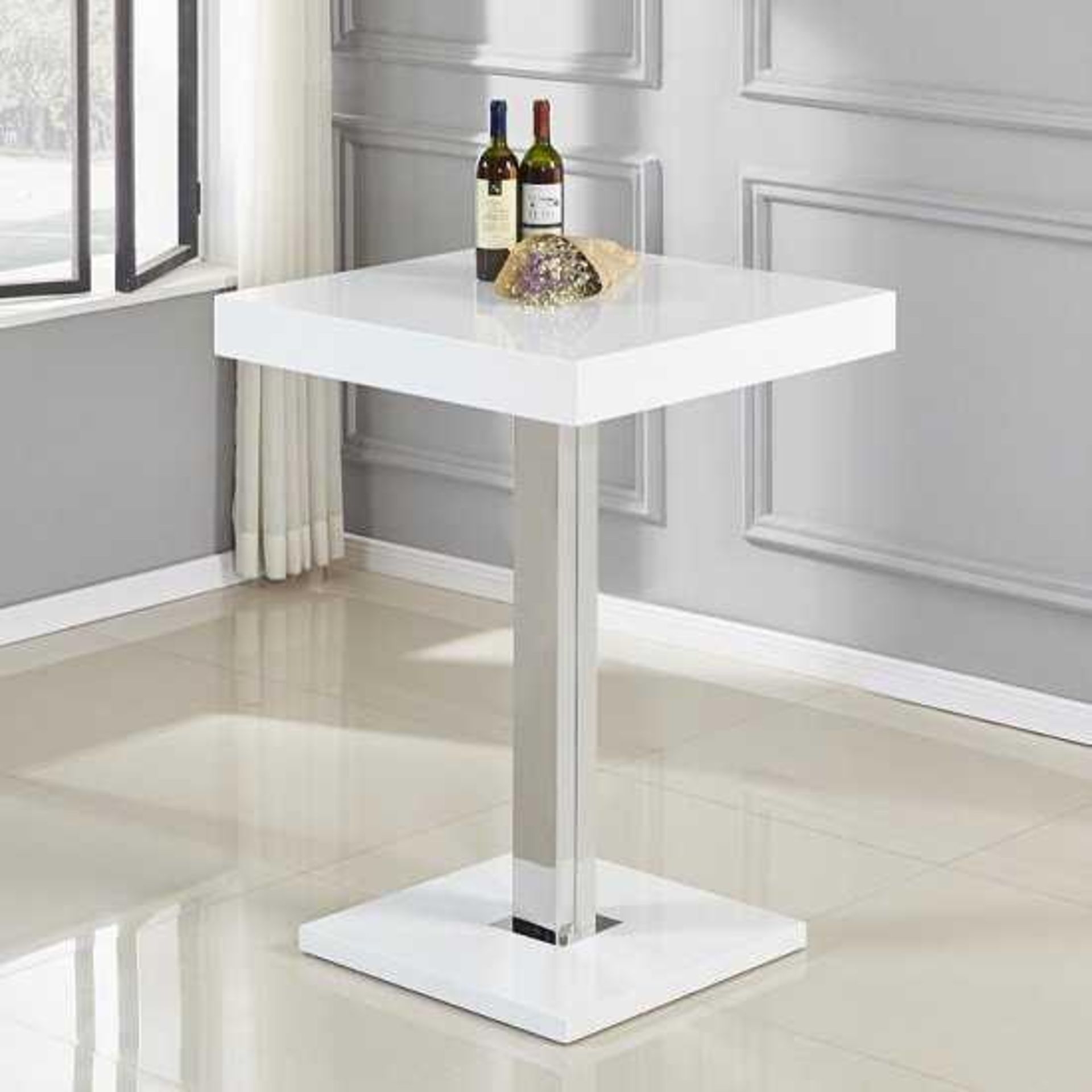 Boxed Topaz Square 80X80X110Cm White Bar Table RRP £310(Appraisals Available On Request) (Pictures