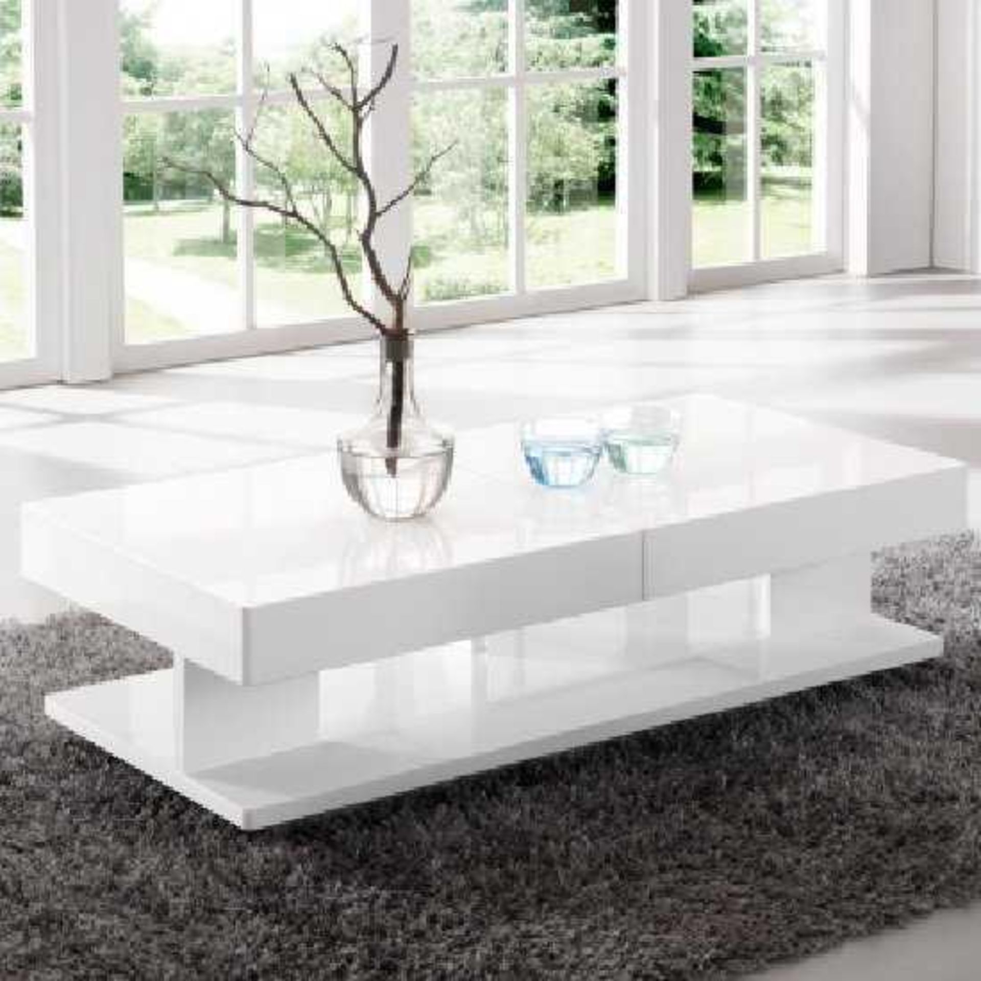 Boxed Verona 120-198X36X60Cm White High Gloss Storage Coffee Table RRP £385(Appraisals Available - Image 3 of 3