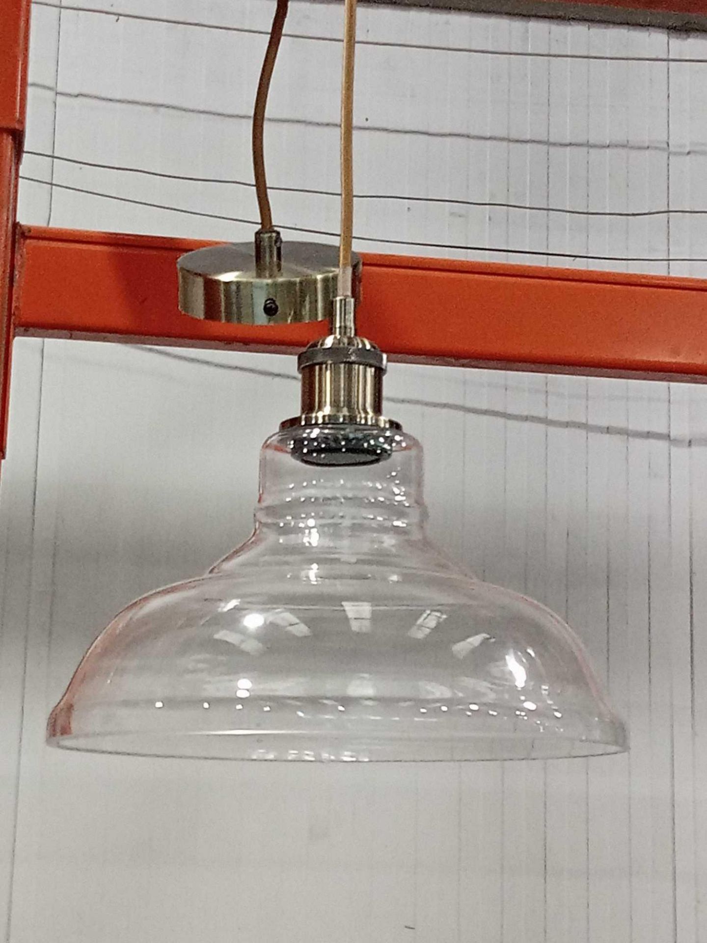 RRP £90.Boxed 1 Light Dome Glass Pendant