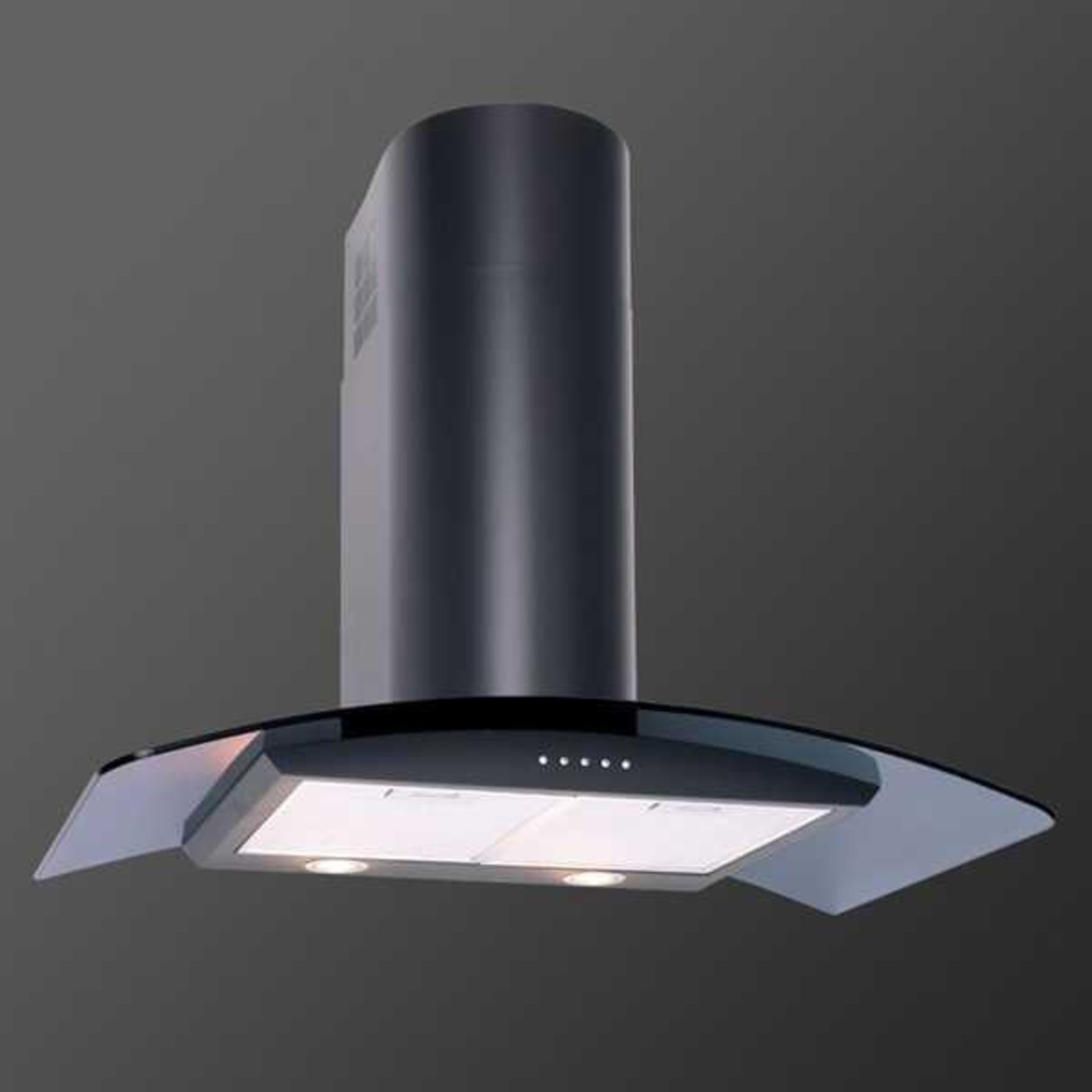 RRP £100 70Cm Curved Glass Extraction Hood In Black