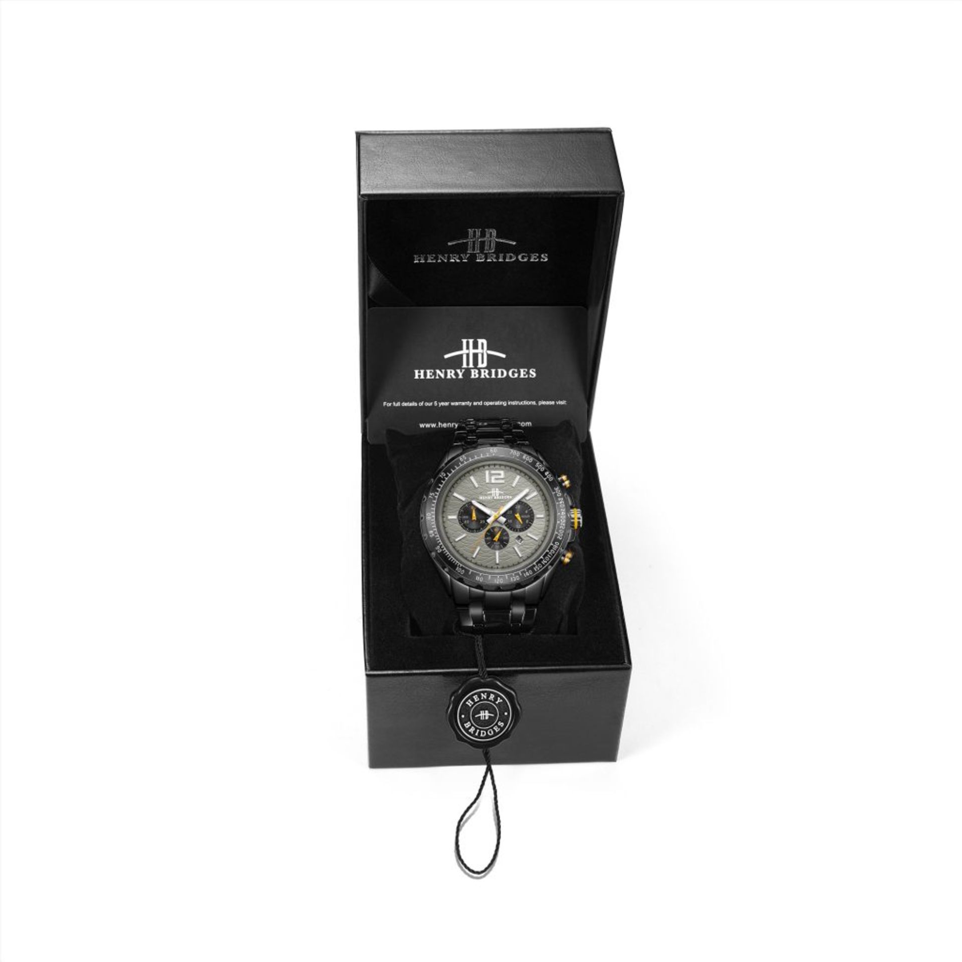 RRP £550 Henry Bridges Mens Millennium Grey Watch, 22mm Strap Width, Folding Clasp Fastening - Image 3 of 3
