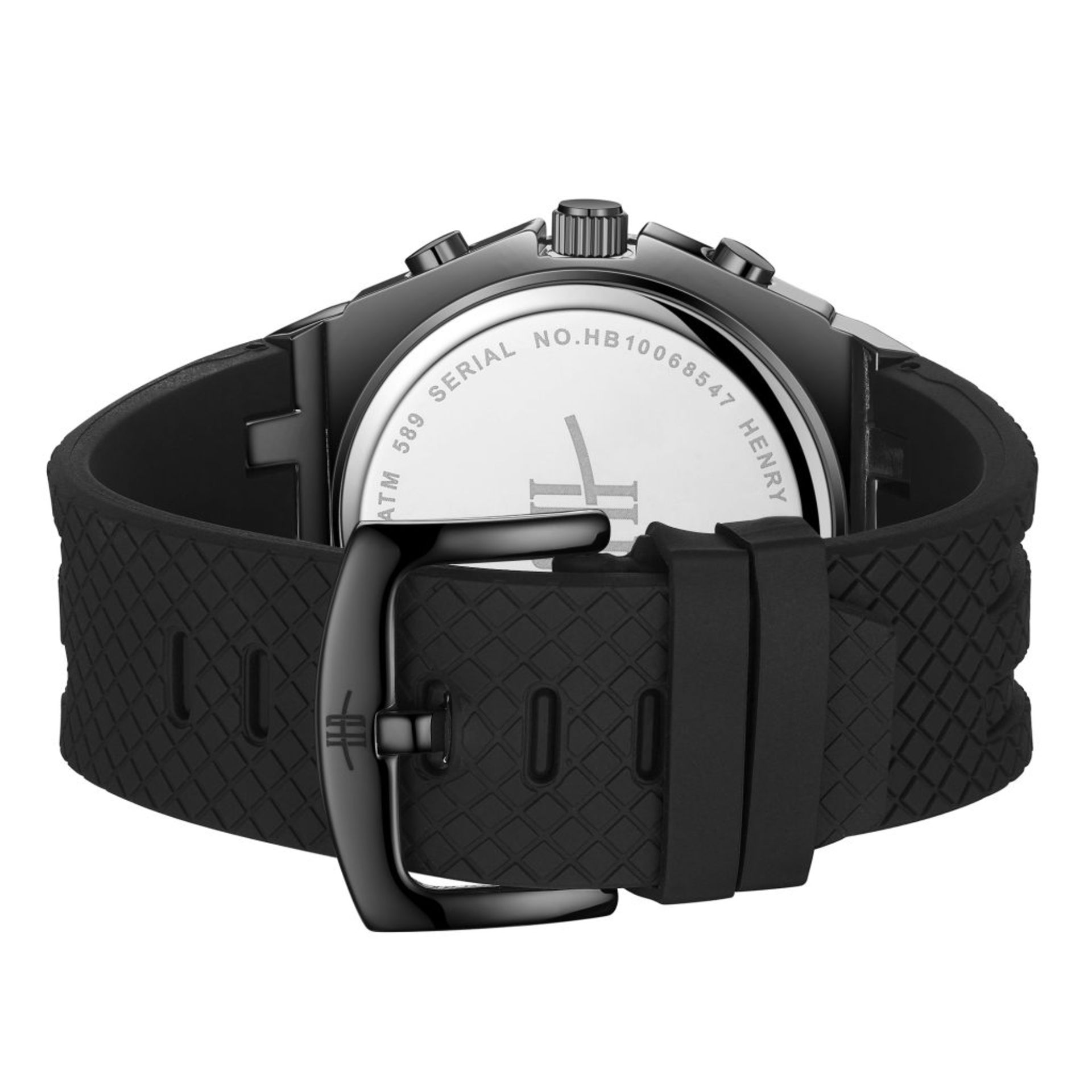 RRP £450 Henry Bridges Cavendish Blue 28mm Strap Width, Black Silicon Strap With Buckle Fastening - Image 2 of 3