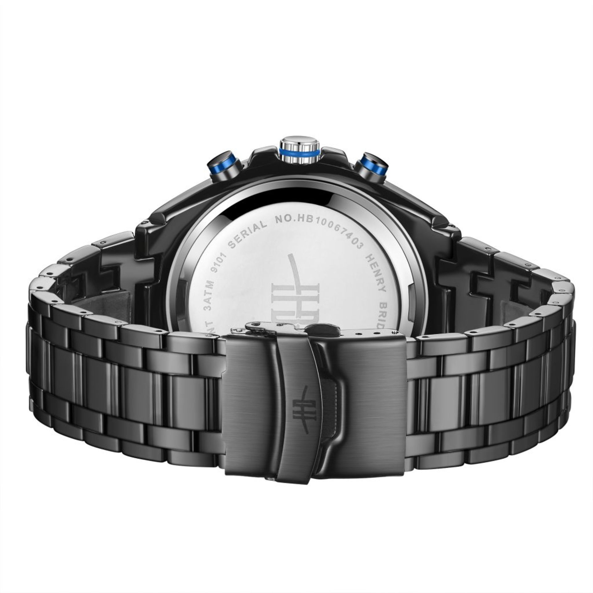 RRP £550 Henry Bridges Mens Millennium Blue Watch, 22mm Strap Width, Folding Clasp Fastening - Image 2 of 3