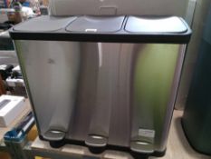 RRP£95 Boxed John Lewis 3 Compartments Stainless Steel Recycling Bin