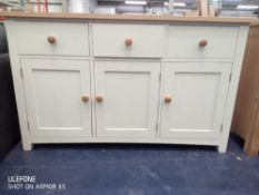 Rrp £500 Wooden Oak And White 6 Draw Sideboard