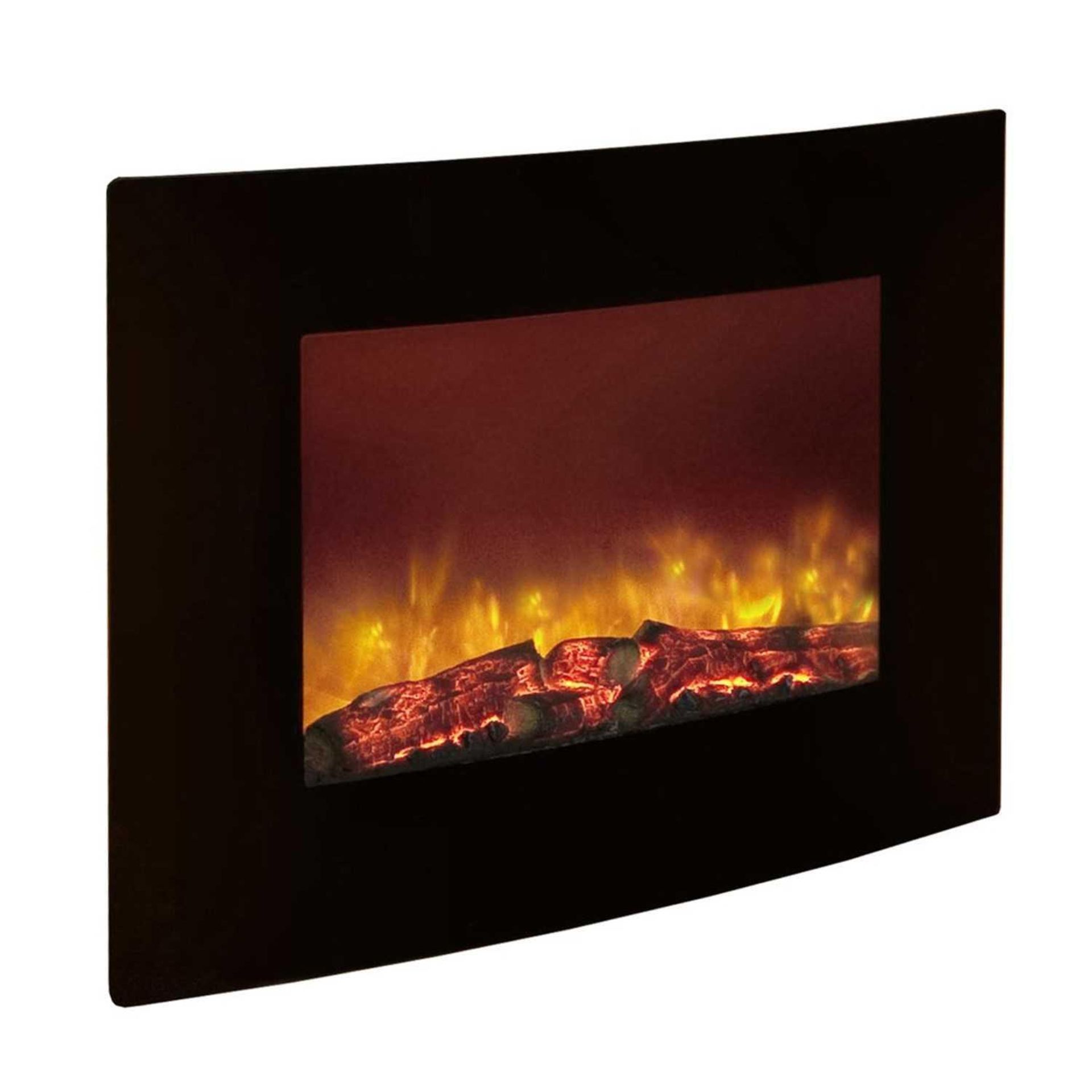 RRP £150 Boxed Black Wall Mounted Electric Fire - Image 2 of 2