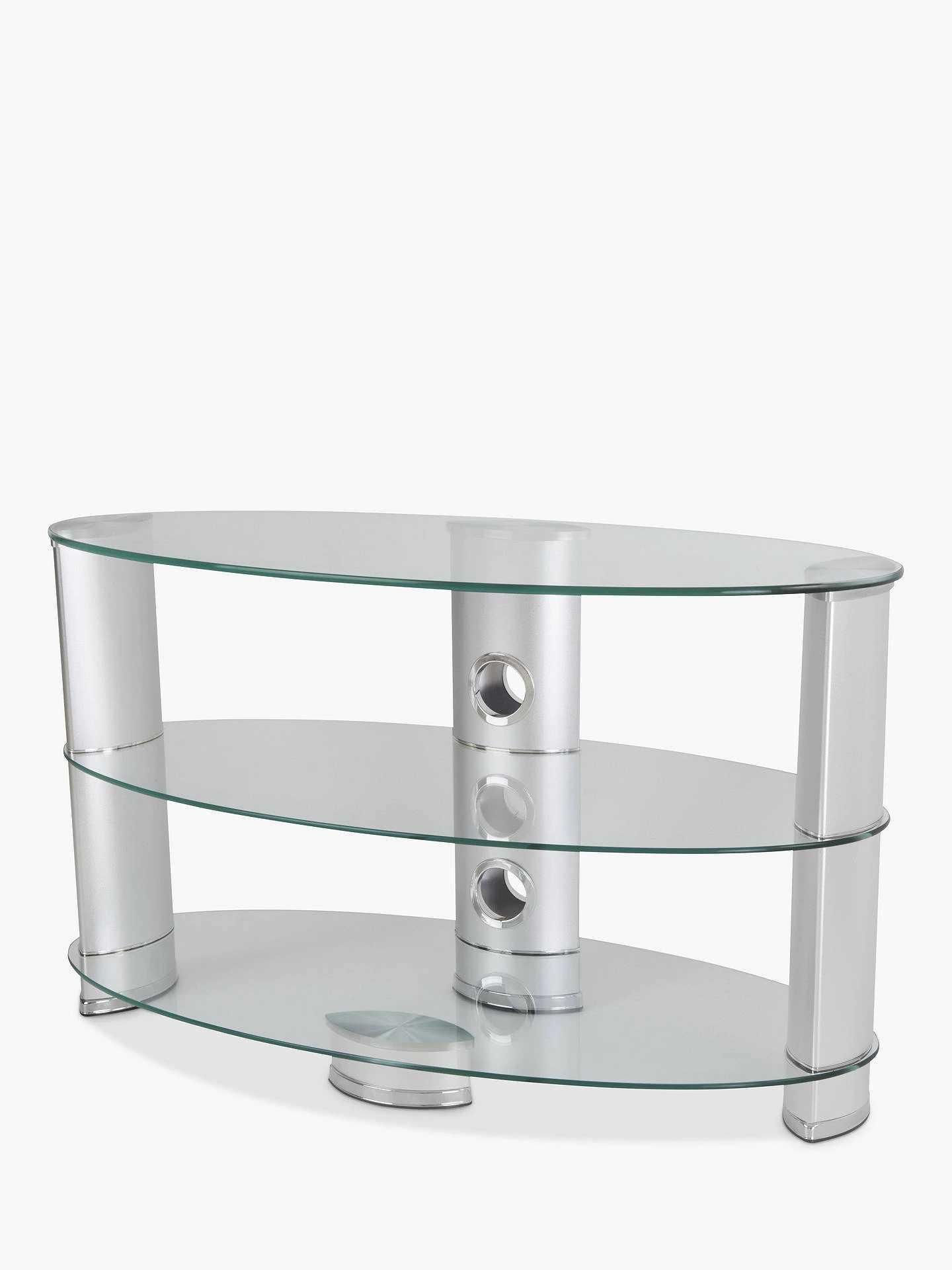 RRP £170 Jl Oval Television Stands For 60 Inch Televisions Clear Glass Chrome Finish (758544)