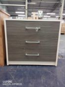 Rrp £150 White And Grey 3 Draw Chest Of Drawers