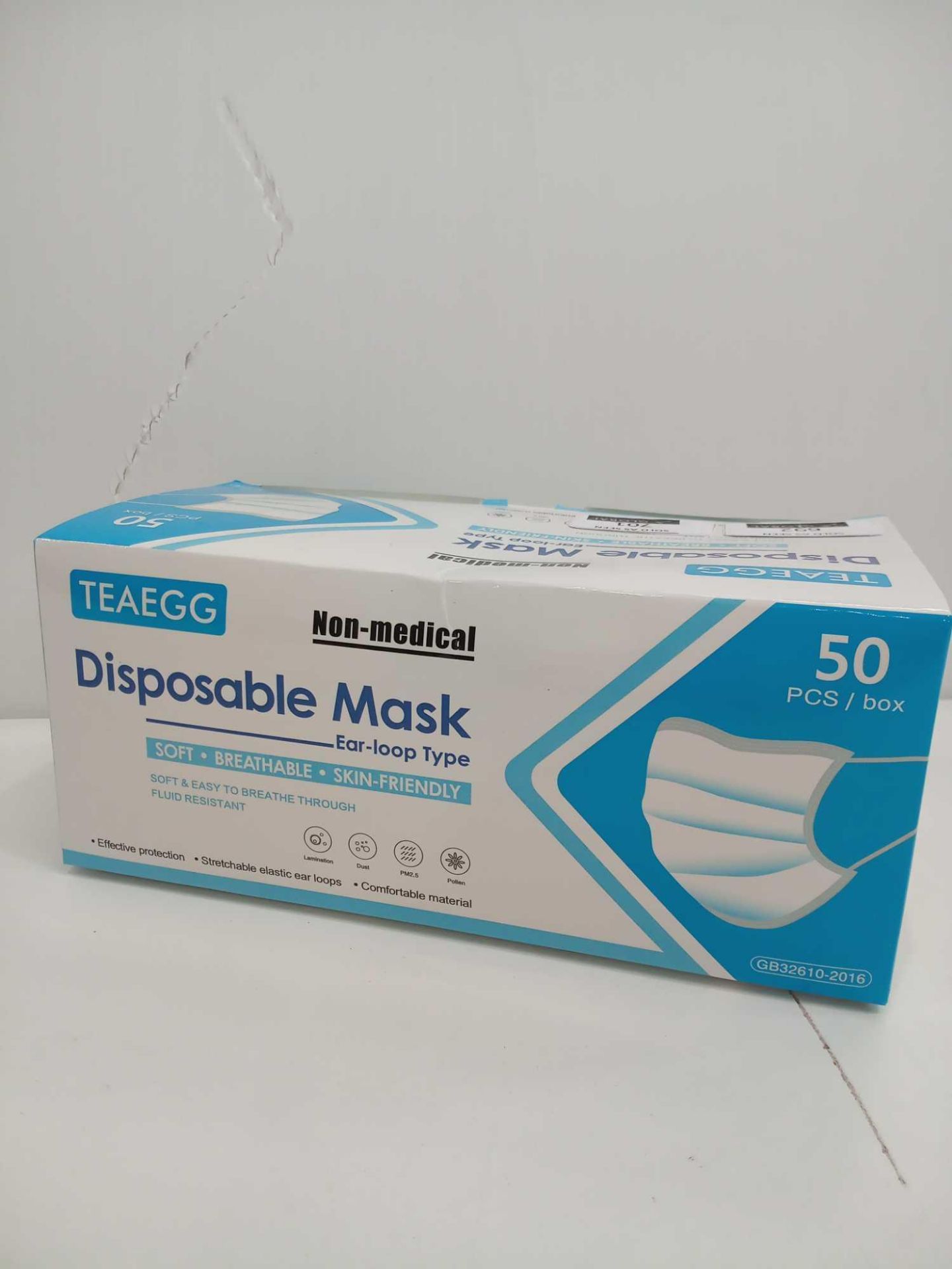 Rrp £300 Box Of 50 Face Masks Three Ply Disposable Mask Ear Loop Type, Soft, Breathable And Skin-Fri