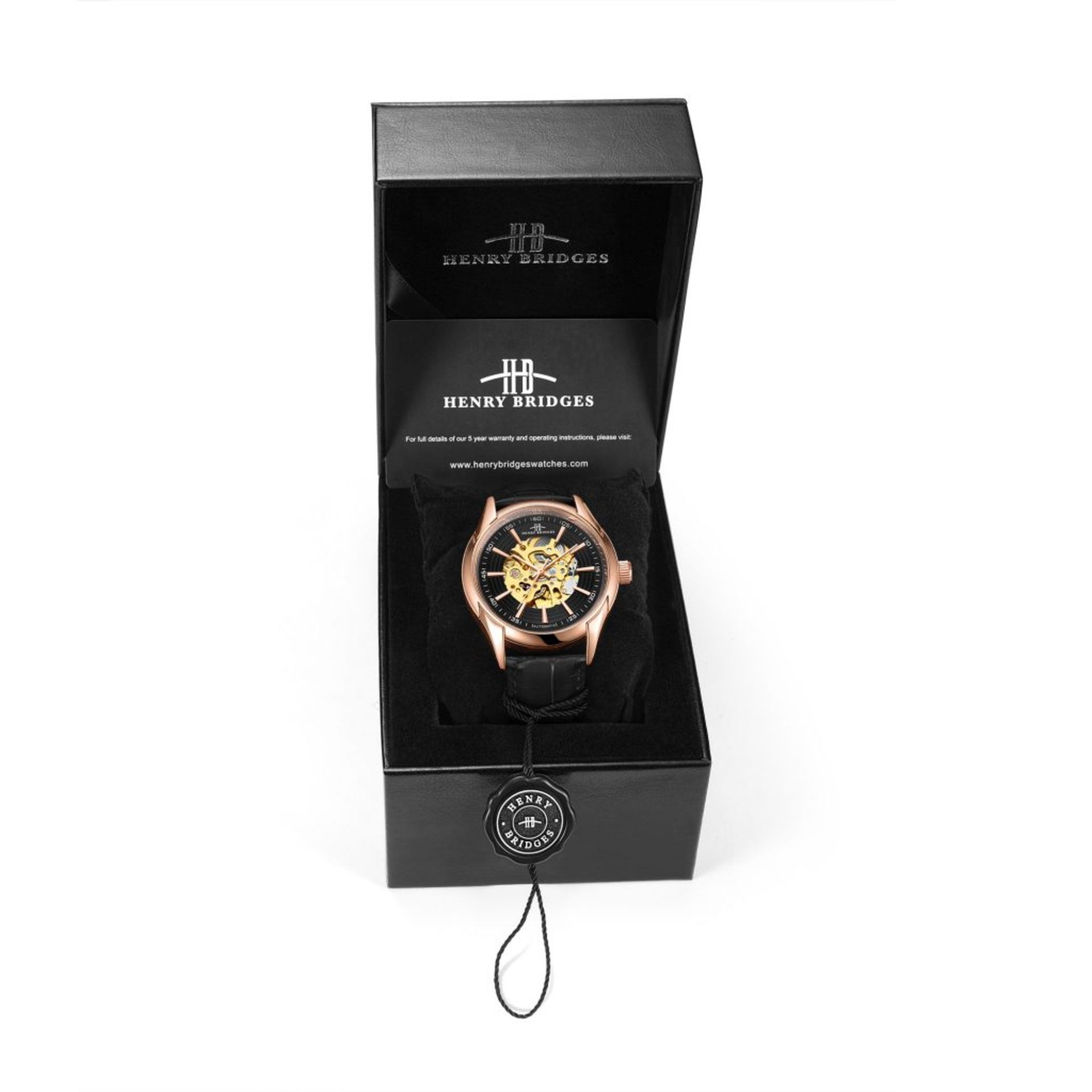 RRP £550 Henry Bridges Infinity Rose Watch, 22mm Strap Width, Black Leather Strap & Buckle - Image 3 of 3