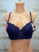 Rrp £270 Lot To Contain 3 Brand New Packs Of 6 Hana Body Shaping Lace Bras (Navy Blue)