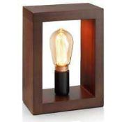 Rrp £100. Boxed Mysa Milroy Wooden Rectangle Table Lamp.