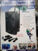 RRP £150 Boxed Ibiza Sound Port8Vhf-Bt Portable Pa Speaker System