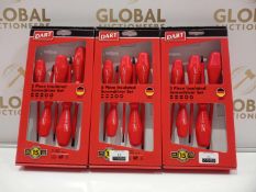 Combined Rrp 120 Lot To Contain 3 Dart 7 Piece Insulated Screwdriver Set