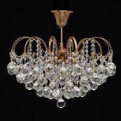 Rrp £260. Boxed Mw Lighting Chandelier Ceiling 6 Light, Metal Brass Glass Crystal Effect.