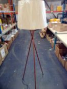 RRP £90. Unboxed Copper Designer Tripod Floor Lamp, Xl Beige Tapered Lampshade.