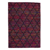 Rrp £120. Bagged Large Designer Geometric Silk Rug - Fushia