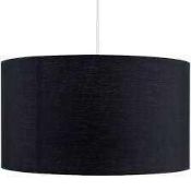 Rrp £80. Boxed Pacific Lifestyle Double Lined Linen Drum Shade - Black.