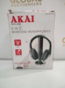 RRP £50 Boxed Akai Tokyo 5 In 1 Wireless Headphones