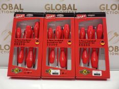 Combined Rrp 120 Lot To Contain 3 Dart 7 Piece Insulated Screwdriver Set