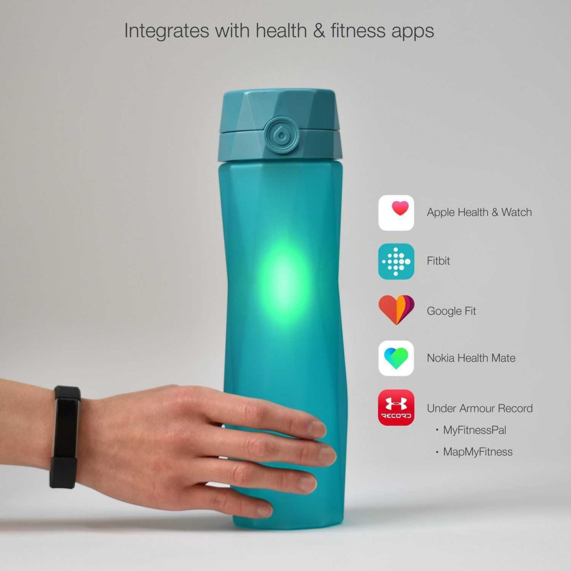 RRP £70 Boxed Hydrate Spark 3 Bluetooth Glow In The Dark Sports Drink Bottle With Daily Goal Compati
