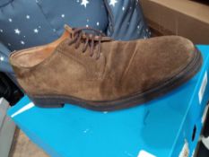 RRP £60 Boxed Pair Of Hokaone John Lewis And Partners Brown Suede Gents Designer Shoes In A Size Eu4